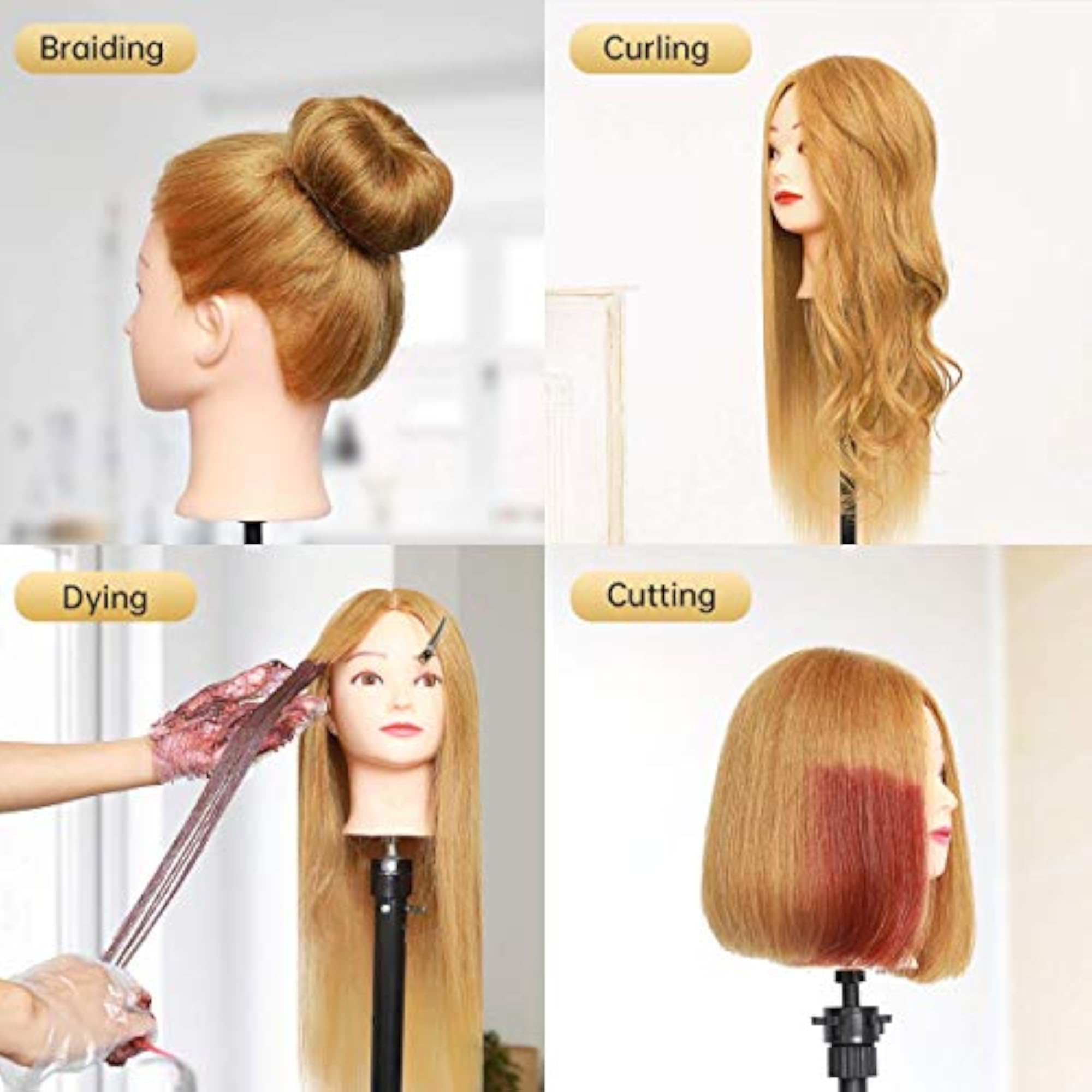 100% Curling Dummy, 28 Inches, 85% Real Human Hair Dummy